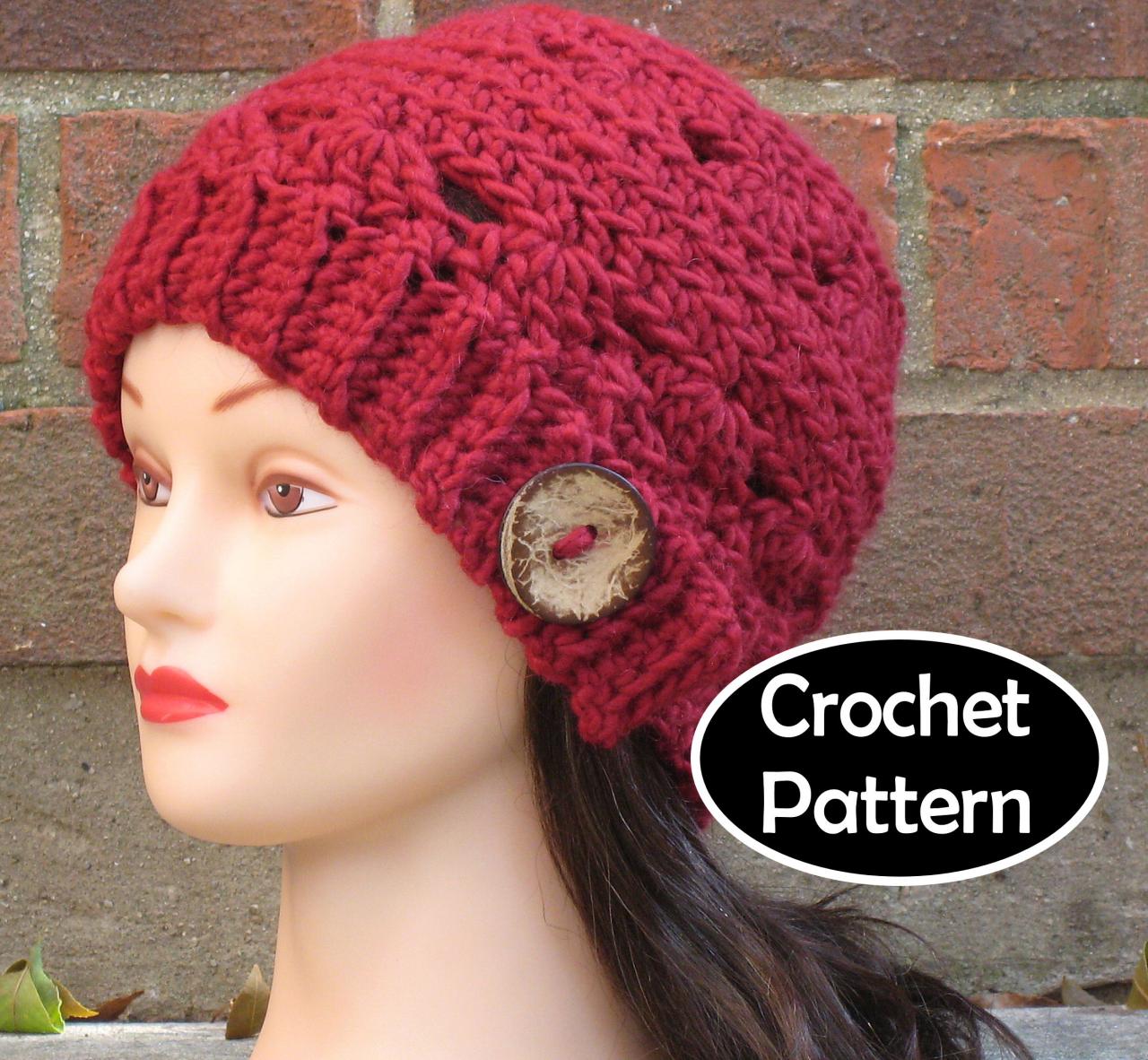 Crochet Hat Pattern - Ada Cloche Beanie Hat Chunky Fall Winter