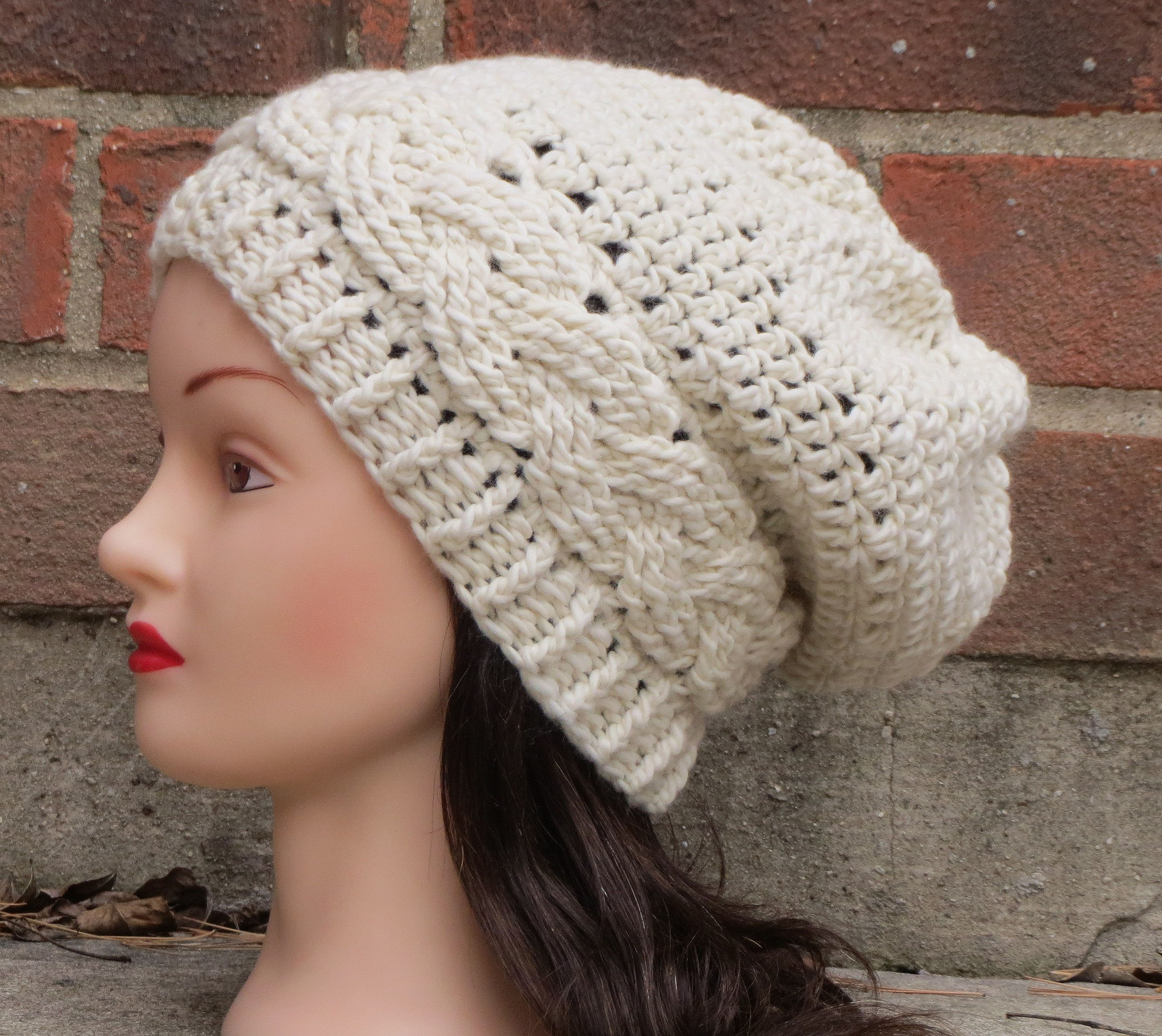 CROCHET HAT PATTERN - JULIA Slouchy Beanie Hat Fall Winter Braid Cabled ...